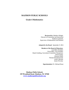 MADISON PUBLIC SCHOOLS Grade 4 Mathematics