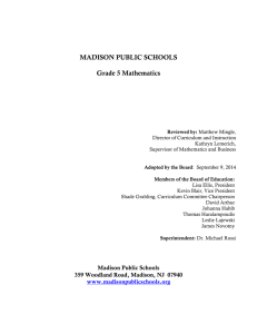 MADISON PUBLIC SCHOOLS Grade 5 Mathematics