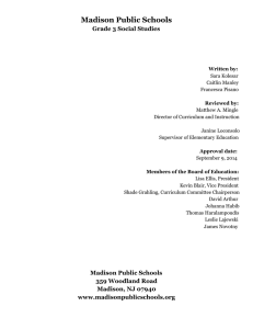 Madison Public Schools Grade 3 Social Studies