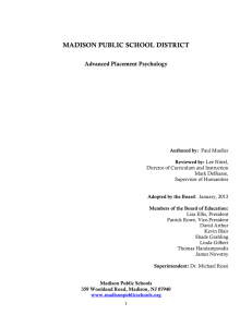 MADISON PUBLIC SCHOOL DISTRICT Advanced Placement Psychology