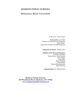 MADISON PUBLIC SCHOOLS Elementary Music Curriculum