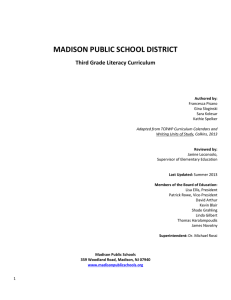 MADISON PUBLIC SCHOOL DISTRICT Third Grade Literacy Curriculum