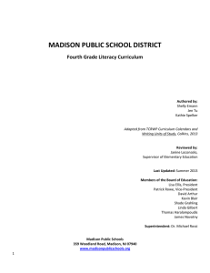MADISON PUBLIC SCHOOL DISTRICT Fourth Grade Literacy Curriculum