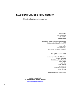 MADISON PUBLIC SCHOOL DISTRICT Fifth Grade Literacy Curriculum