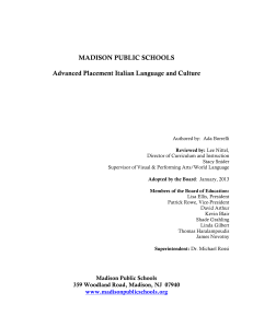 MADISON PUBLIC SCHOOLS  Advanced Placement Italian Language and Culture