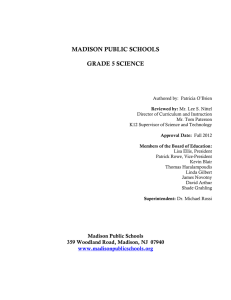 MADISON PUBLIC SCHOOLS GRADE 5 SCIENCE