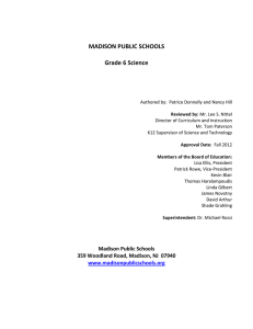 MADISON PUBLIC SCHOOLS Grade 6 Science