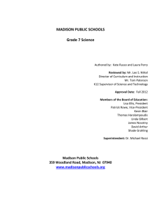 MADISON PUBLIC SCHOOLS Grade 7 Science
