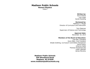 Madison Public Schools Honors Physics