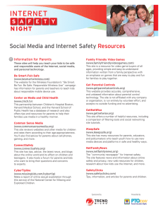 INTERNET Social Media and Internet Safety Resources N I G HT
