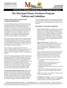 The Maryland Master Gardener Program Policies and Guidelines