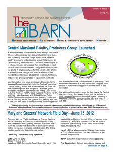 Central Maryland Poultry Producers Group Launched Spring 2012