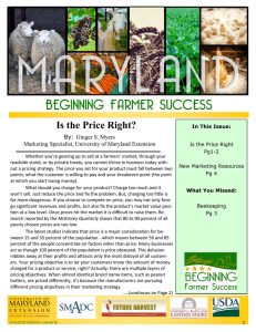 BEGINNING FARMER SUCCESS Is the Price Right? By: Ginger S. Myers