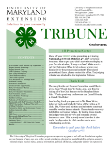 TRIBUNE CONTENTS 4-H Promotional Contest October 2015