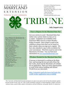 TRIBUNE CONTENTS Time to Register for the Maryland State Fair