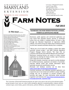 Farm Notes Fall 2015 In This Issue ……..