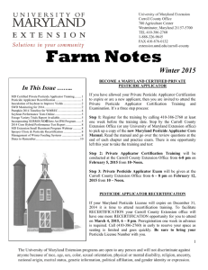 Farm Notes Winter 2015 In This Issue ……..