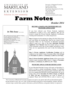 Farm Notes October 2014 In This Issue ……..
