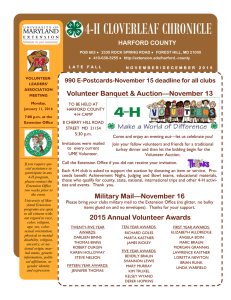 4-H CLOVERLEAF CHRONICLE Volunteer Banquet &amp; Auction—November 13 HARFORD COUNTY