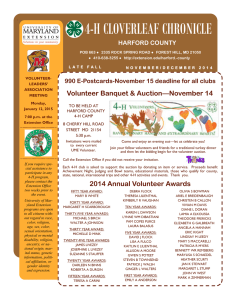 4-H CLOVERLEAF CHRONICLE Volunteer Banquet &amp; Auction—November 14 HARFORD COUNTY