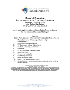 Board of Education Regular Meeting of the Committee of the Whole