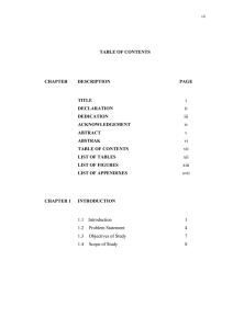TABLE OF CONTENTS CHAPTER DESCRIPTION PAGE