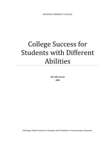 College Success for  Students with Different  Abilities   