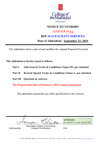NOTICE TO VENDORS RFP Date of Addendum:  September 23, 2015