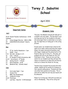 Torey J. Sabatini School April 2011 Important Dates