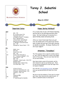 Torey J. Sabatini School March 2012 Important Dates