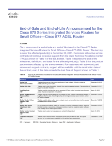 End-of-Sale and End-of-Life Announcement for the Small Offices—Cisco 877 ADSL Router