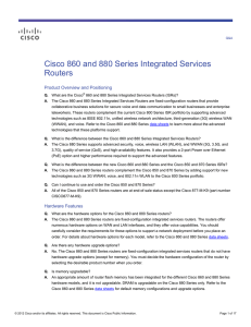 Cisco 860 and 880 Series Integrated Services Routers Product Overview and Positioning