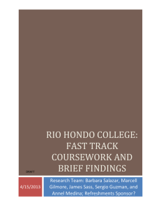 RIO HONDO COLLEGE: FAST TRACK COURSEWORK AND BRIEF FINDINGS