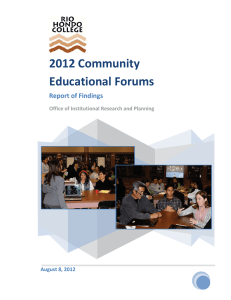 2012 Community Educational Forums Report of Findings