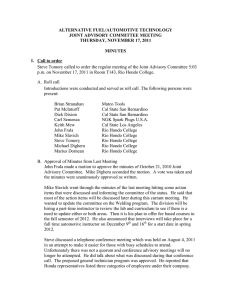 ALTERNATIVE FUEL/AUTOMOTIVE TECHNOLOGY JOINT ADVISORY COMMITTEE MEETING THURSDAY, NOVEMBER 17, 2011