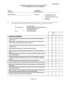 APPENDIX G RIO HONDO COMMUNITY COLLEGE DISTRICT UNIT MEMBER EVALUATION REPORT