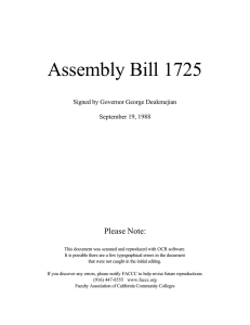 Assembly Bill 1725 Please Note: Signed by Governor George Deukmejian September 19, 1988