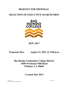 REQUEST FOR PROPOSAL  SELECTION OF EXECUTIVE SEARCH FIRM RFP: 2017