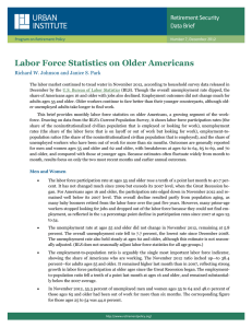 URBAN  INSTITUTE  Labor Force Statistics on Older Americans Retirement Security 