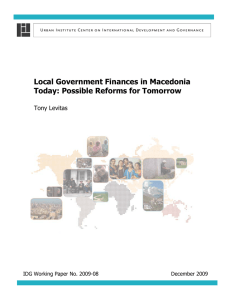 Local Government Finances in Macedonia Today: Possible Reforms for Tomorrow  Tony Levitas