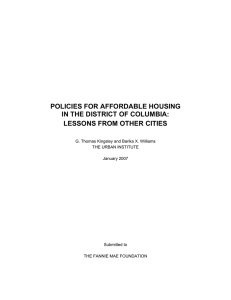 POLICIES FOR AFFORDABLE HOUSING IN THE DISTRICT OF COLUMBIA: