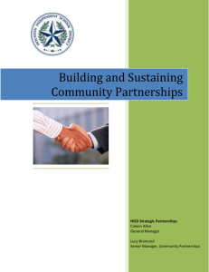 Building and Sustaining Community Partnerships  HISD Strategic Partnerships