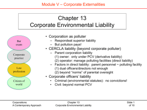 Chapter 13 Corporate Environmental Liability – Corporate Externalities Module V