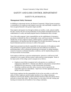 SAFETY AND LOSS CONTROL DEPARTMENT SAFETY PLAN/MANUAL Management Safety Statement