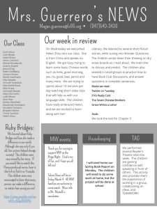 Mrs. Guerrero’s NEWS Our week in review Our Class