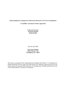 Understanding the Consequences of Hurricane Katrina for ACF Service Populations: