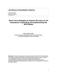 Jail Reentry Roundtable Initiative Short-Term Strategies to Improve Re-entry of Jail