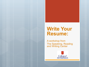 Write Your Resume:  A workshop from