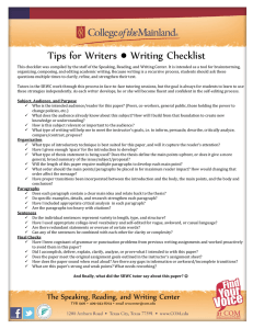 ● Writing Checklist Tips for Writers