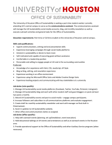 The University of Houston Office of Sustainability is seeking a... communications assistant.